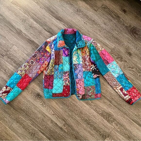 Coldwater creek rayon silk patch reversible jacket - Picture 2 of 14